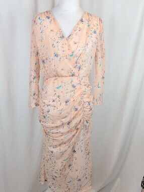 🖤 NWT Express Peach Floral Ruched Midi Dress 🖤